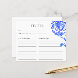 Lámina Recetas de Desayuno Nupcial Floral de Toile Azul A