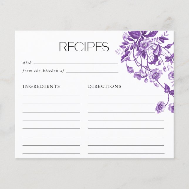 Lámina Recetas de ducha de novias con flores de toile de  (Anverso)