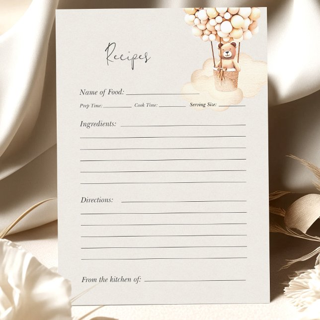 Lámina Recetas de juego de Baby Shower de oso (Subido por el creador)