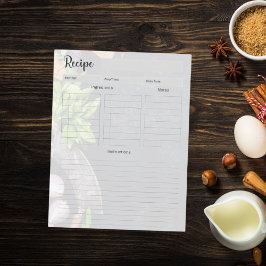 Lámina Recipe cookbook page insert