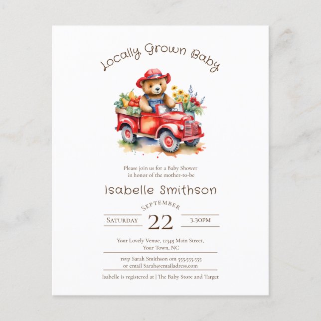 Lámina Recogida de Baby Shower de crecimiento local con s (Anverso)