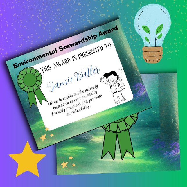 Lámina recompensa de certificado de escuela de reconocimi (environmental award)