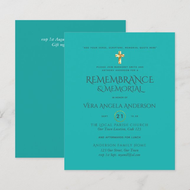 Lámina Recordatorio del PRESUPUESTO Invitación de la cruz (Anverso / Reverso)