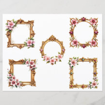 Recortes de papel de scrapbook de marco floral bar