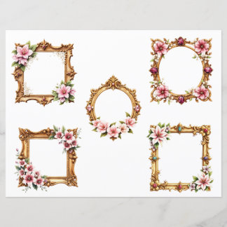 Lámina Recortes de papel de scrapbook de marco floral bar