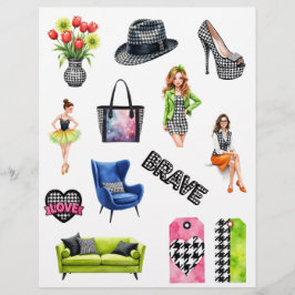 Lámina Recortes de papel de scrapbook de moda Houndstooth