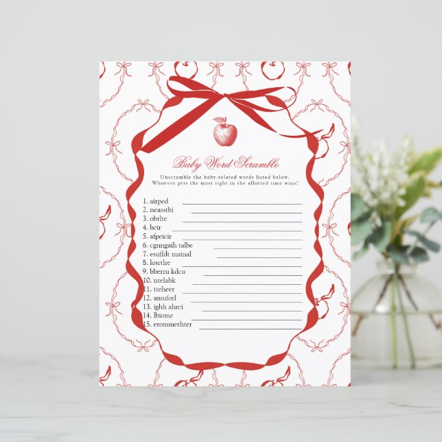 Lámina Red Apple Baby Shower Game (Anverso de pie)