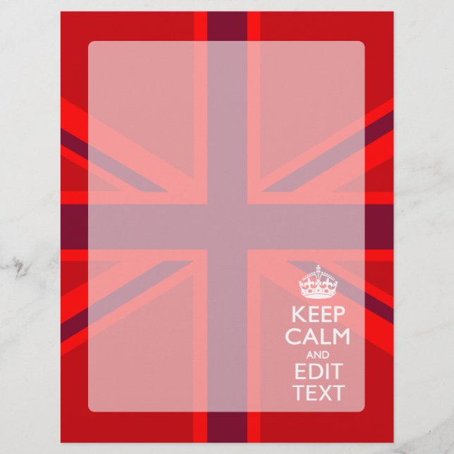 Lámina Red Keep Calm ten tu texto sobre la bandera de Uni (Anverso)