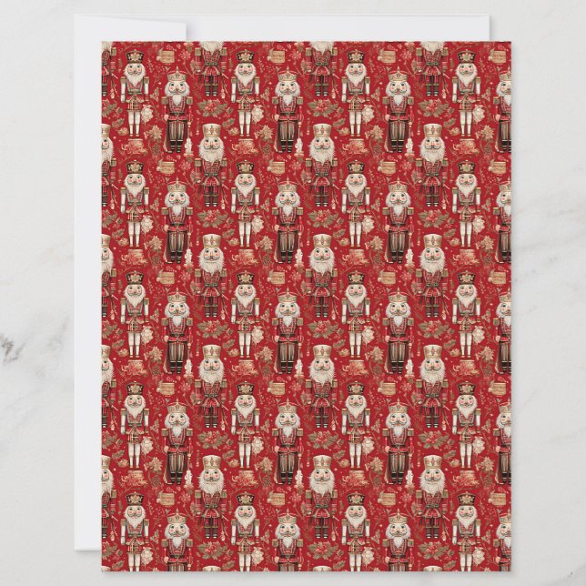 Lámina Red nutcrackers pattern Christmas craft paper (Anverso)