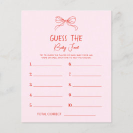 Lámina Red Pink Hand Drawn Bow Guess The Baby Food Game