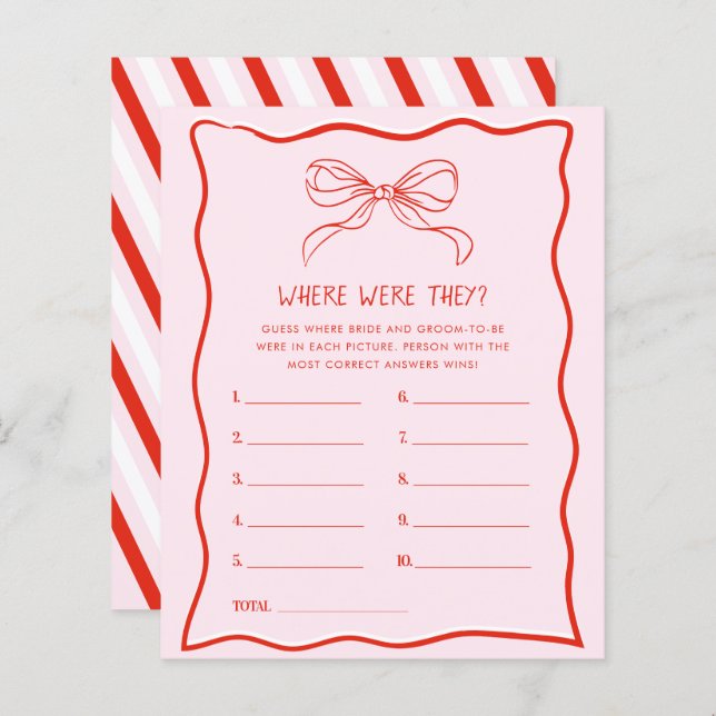Lámina Red Pink Hand Drawn Bow Where Were They Xmas Game (Anverso / Reverso)