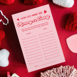 Lámina Red Pink Valentine Baby Shower Juego Adivina Edad