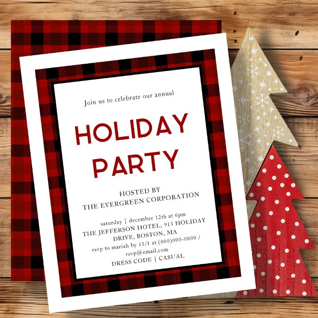Lámina Red Plaid | Invitación a fiestas de vacaciones cor (Subido por el creador)