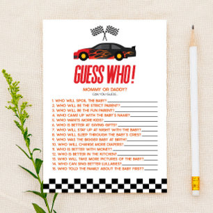 Lámina Red Race Car Adivina Quién Es El Juego Baby Shower