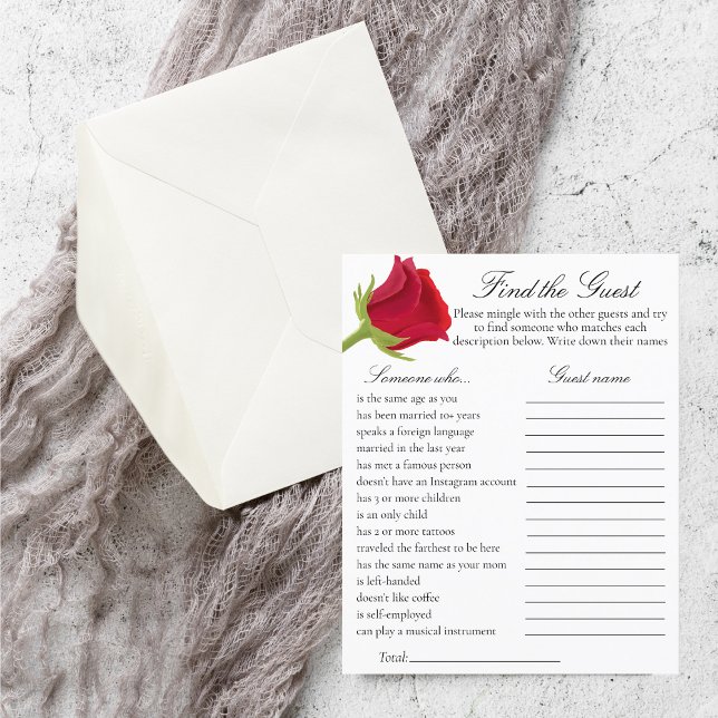 Lámina Red rose Bridal Shower Find the Guest Game (Subido por el creador)