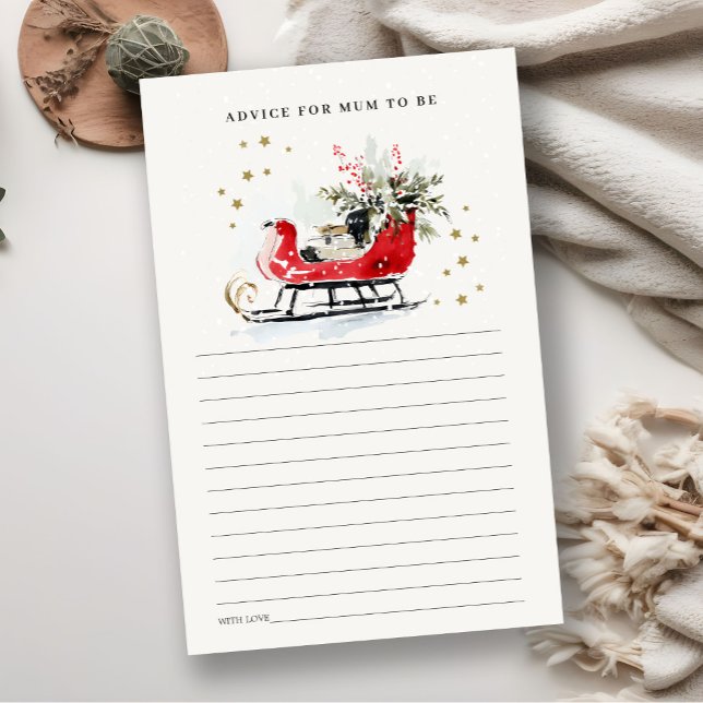 Lámina Red Winter Sleigh Advice For Mum To Be Baby Shower (Subido por el creador)