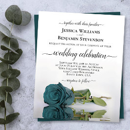 Lámina Reflejando invitación a matrimonio con Rosas Verde