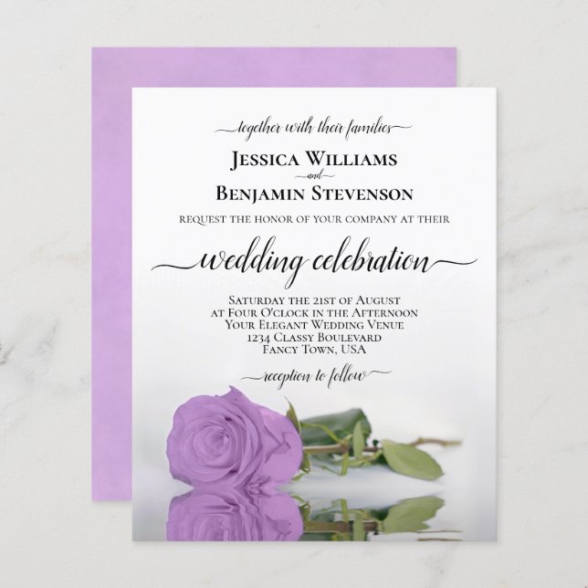 Lámina Reflejando la invitación a casar con Lilac Purple  (Anverso / Reverso)