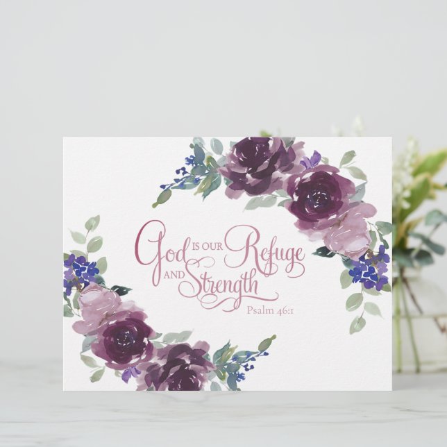 Lámina Refugio y fuerza morado floral (Anverso de pie)