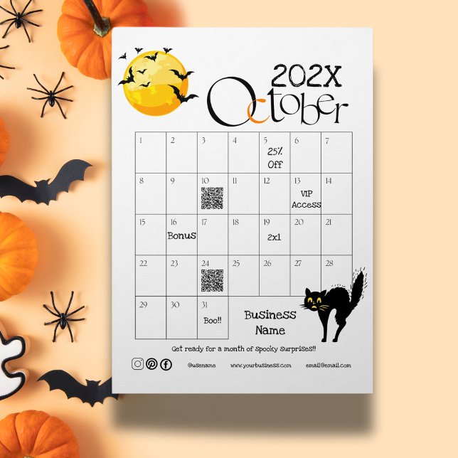 Lámina Regalo de promoción de calendario anticipado de cu (Halloween Countdown Advent Calendar Promotion Gift  Qr code link url web page business logo social)