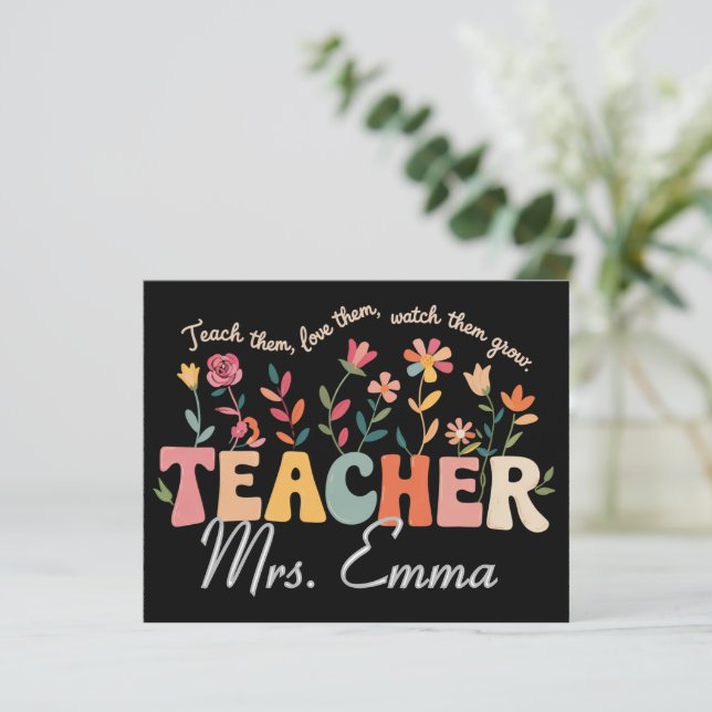 Lámina Regalo Personalizado de profesores de flores de Gr (Anverso de pie)