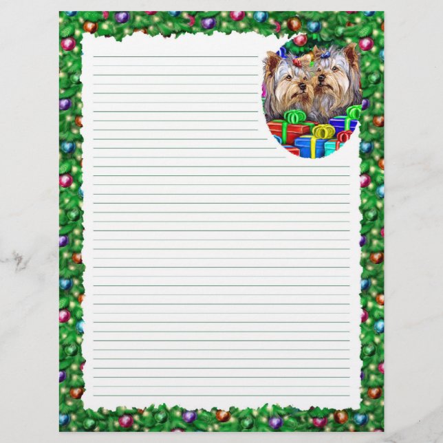Lámina Regalos de Navidad para Yorkshire Terrier (Anverso)