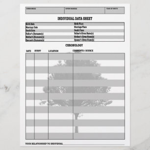 Lámina Registro de genealogía individual