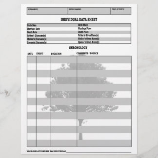 Lámina Registro de genealogía individual