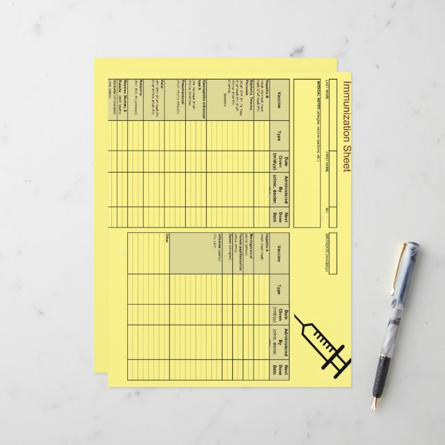 Lámina Registro de inmunización de criaturas más bajo - H (Anverso/Reverso In Situ)