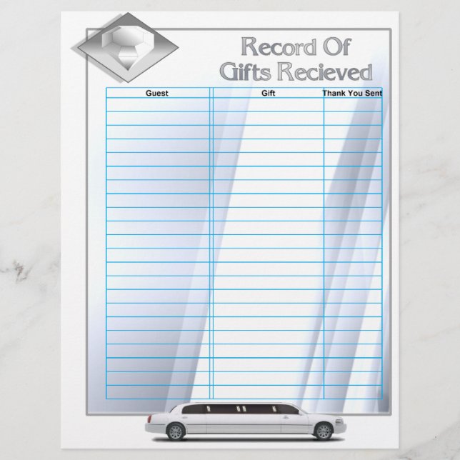 Lámina Registro de regalo de álbum de boda Insertar págin (Anverso)