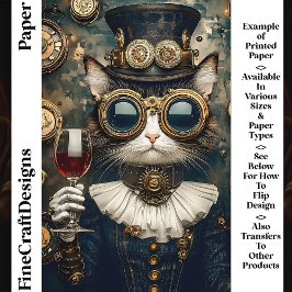 Lámina Reina Gato Chic Brindando Vino AH7 Papel para Scra