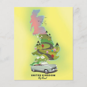 Lámina Reino Unido 'Por carretera' Póster de viaje vintag