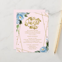 Relieve metalizado dorado de invitación Quinceaner