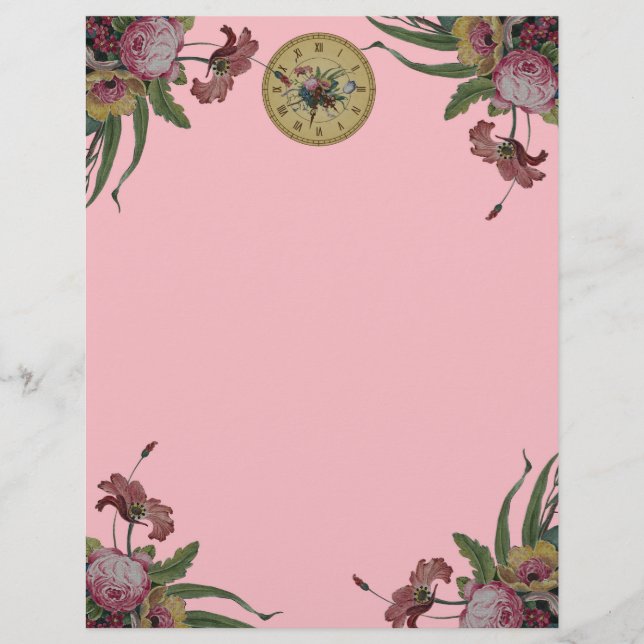 Lámina Reloj Antiguo con Flores (Anverso)