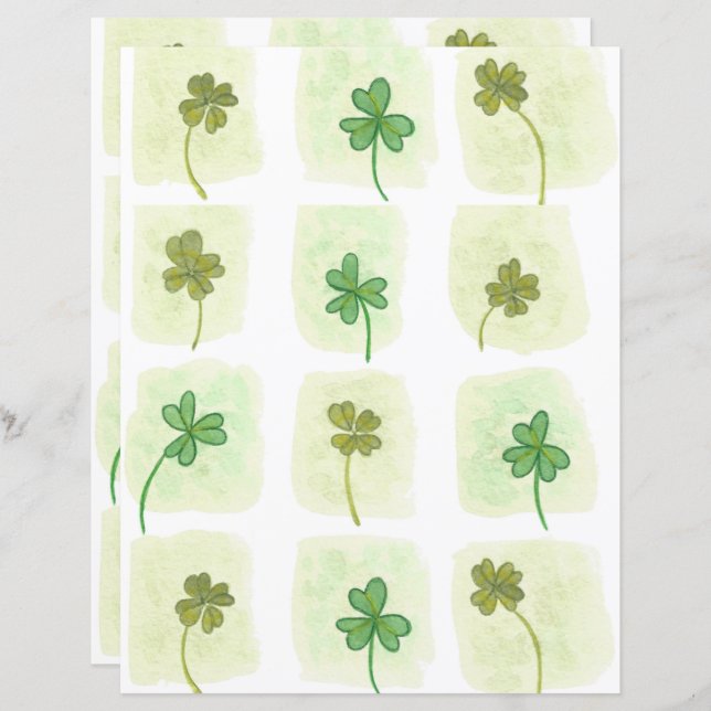 Lámina Reparto de papel de Shamrock y Clover Scrapbook (Anverso / Reverso)