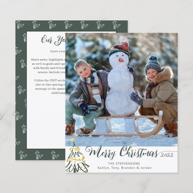 Lámina Reseña del año fotográfico del árbol navideño con  (Anverso / Reverso)