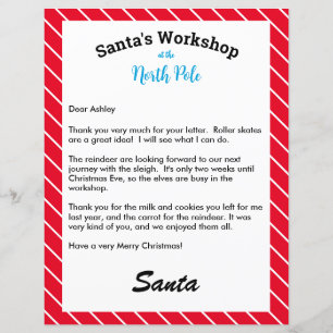 Lámina Respuesta de Navidades personalizados de Santa Cru