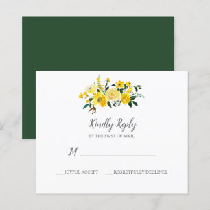 Lámina Respuesta del Boda floral amarillo vivo del presup