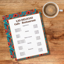 Restaurante con un patrón floral rojo y Verde azul