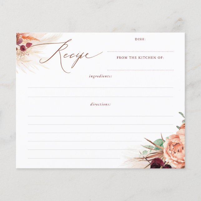 Lámina Restaurante Terracotta Floral Boho Bridal Shower R (Anverso)