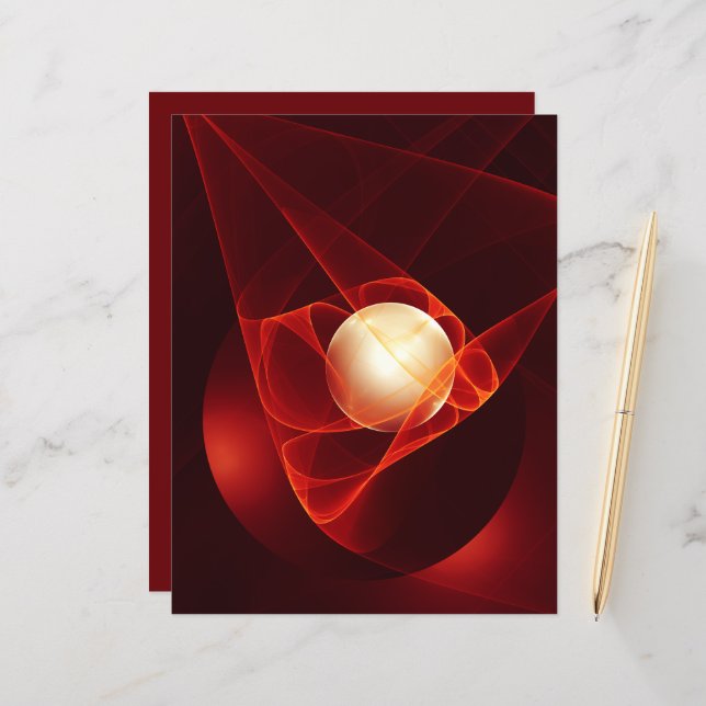 Lámina Resumen arte fractal moderno de crema roja (Anverso/Reverso In Situ)