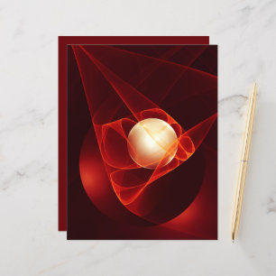 Lámina Resumen arte fractal moderno de crema roja