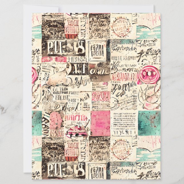 Lámina Resumen de Collage con papel de libro de texto de  (Anverso)