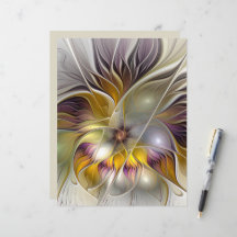 Resumen de fantasía colorida Flor Fractal Moderno