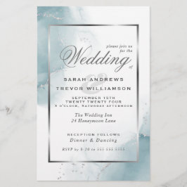 Lámina Resumen de plata azul Verde azulada ligera de Boda