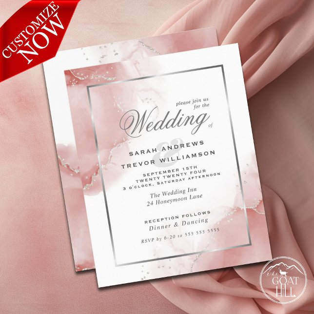Lámina Resumen de Plata del Boda de Presupuesto Coral Ros (Easy to Customize )