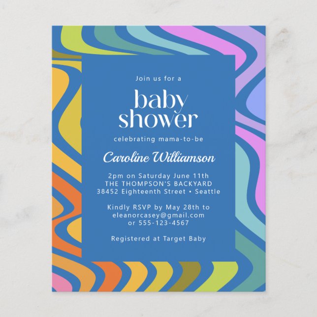 Lámina Resumen de presupuesto Groovy Retro Baby Shower az (Anverso)