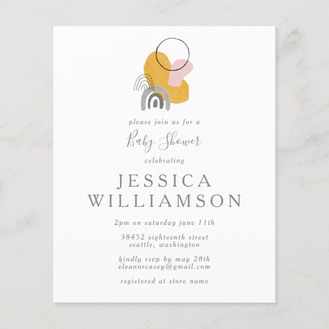 Lámina Resumen del presupuesto Boho Baby Shower amarillo (Anverso)