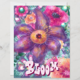 Lámina Resumen floral caprichoso arte Verde azulado perso