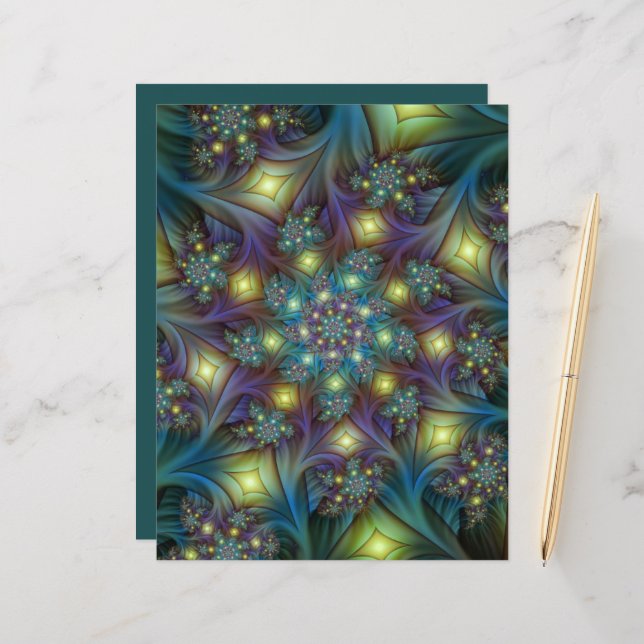 Lámina Resumen ilustrado brillante arte fractal púrpura V (Anverso/Reverso In Situ)